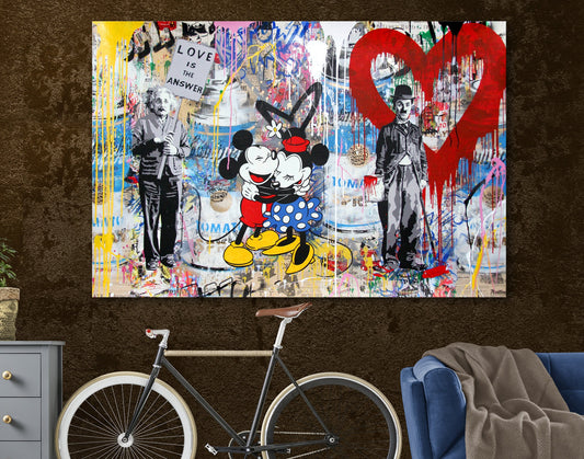 Mouse Print on Canvas Modern Bright Colorful Living Room Wall Decor Graffiti Urban Ready to Hang Print Trendy Art Gift for Him