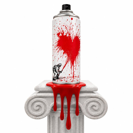 Firefighter Torn Spraycan Sculpture with Color Plastic Drop Urban Shelf or Wall Pop Art Decor