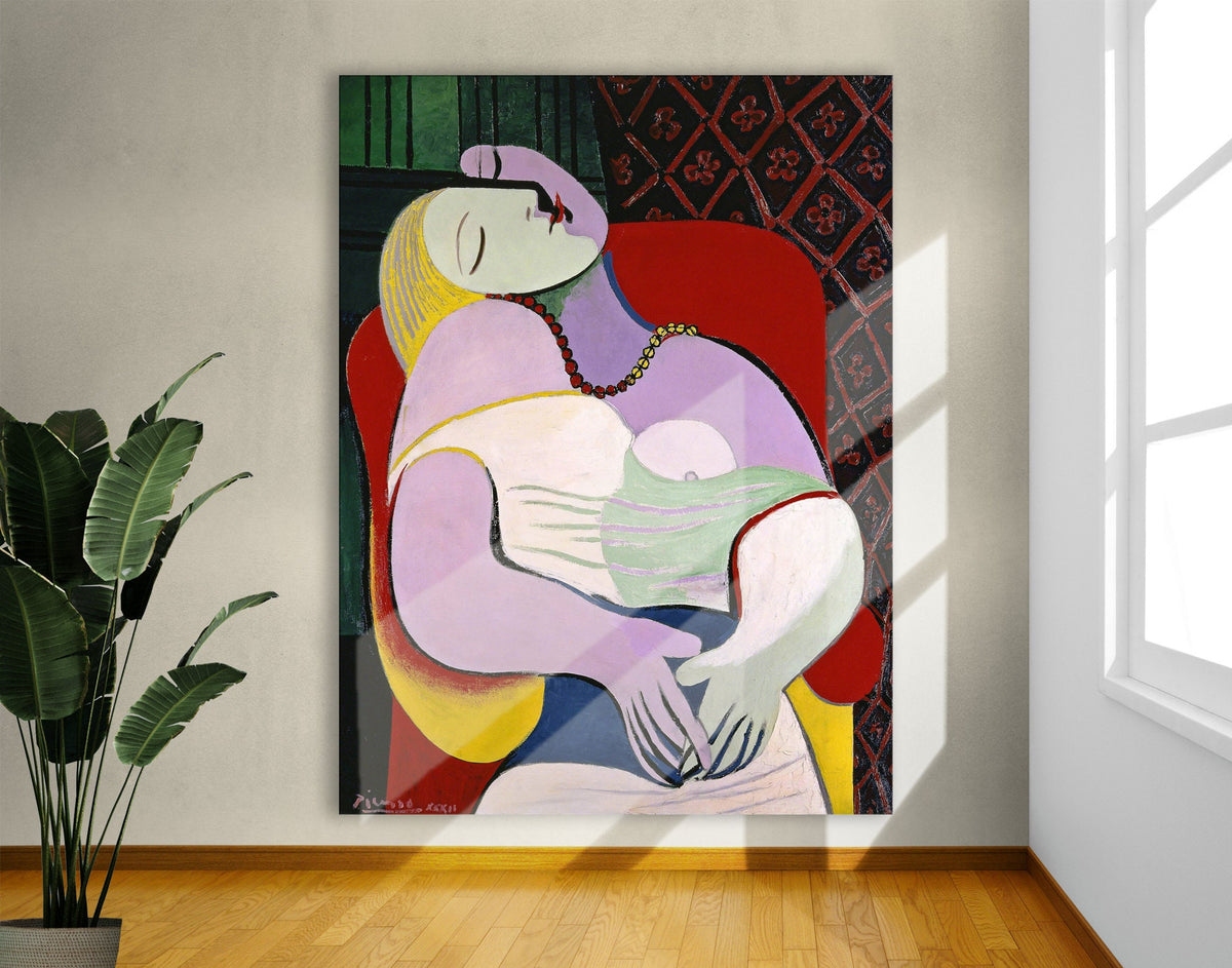 Pablo Picasso Le Reve (The Dream) Bright Print on Canvas Expensive Classic Art Colorful Living Room Wall Decor Ready Hang Mother's day gift
