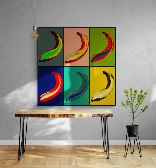Andy Warhol Banana Set Extra Large Stretched Canvas Print Modern Pop Art Kitchen Wall Decor Trendy Interior Decoration Gift for her