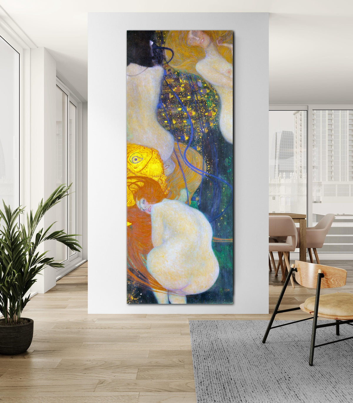 Gustav Klimt Gold fish Print on Canvas Famous Bright Colorful Modern Living Room Decor Expensive Wall Art Ready to Hang Love Gift