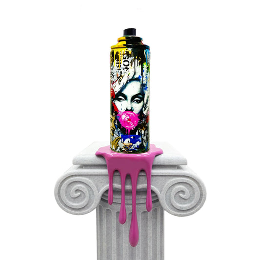 Monroe Style Torn Spraycan Sculpture with Color Plastic Drop of paint