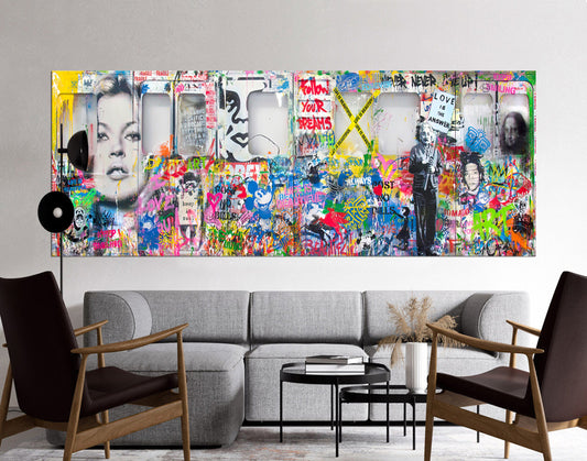Subway Graffiti Extra large Stretched Canvas Print Urban Graffiti Modern Art Wall Decor Gamer Room Teenage Christmas Gift