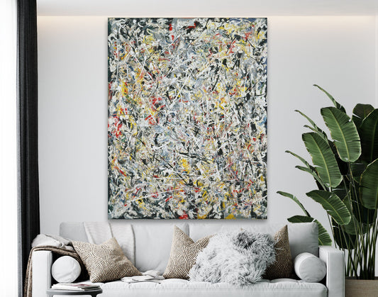 Jackson Pollock White Light Print Canvas Famous Bright Colorful Modern Living Room Wall Decor Abstractionism Trendy Wall Art Ready to Hang