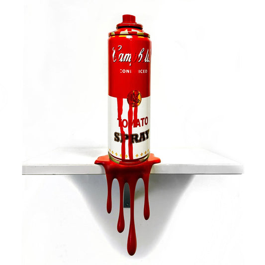 Tomato soup Graffiti Torn Spraycan Sculpture with Color Plastic Drop Urban Shelf or Wall Decor