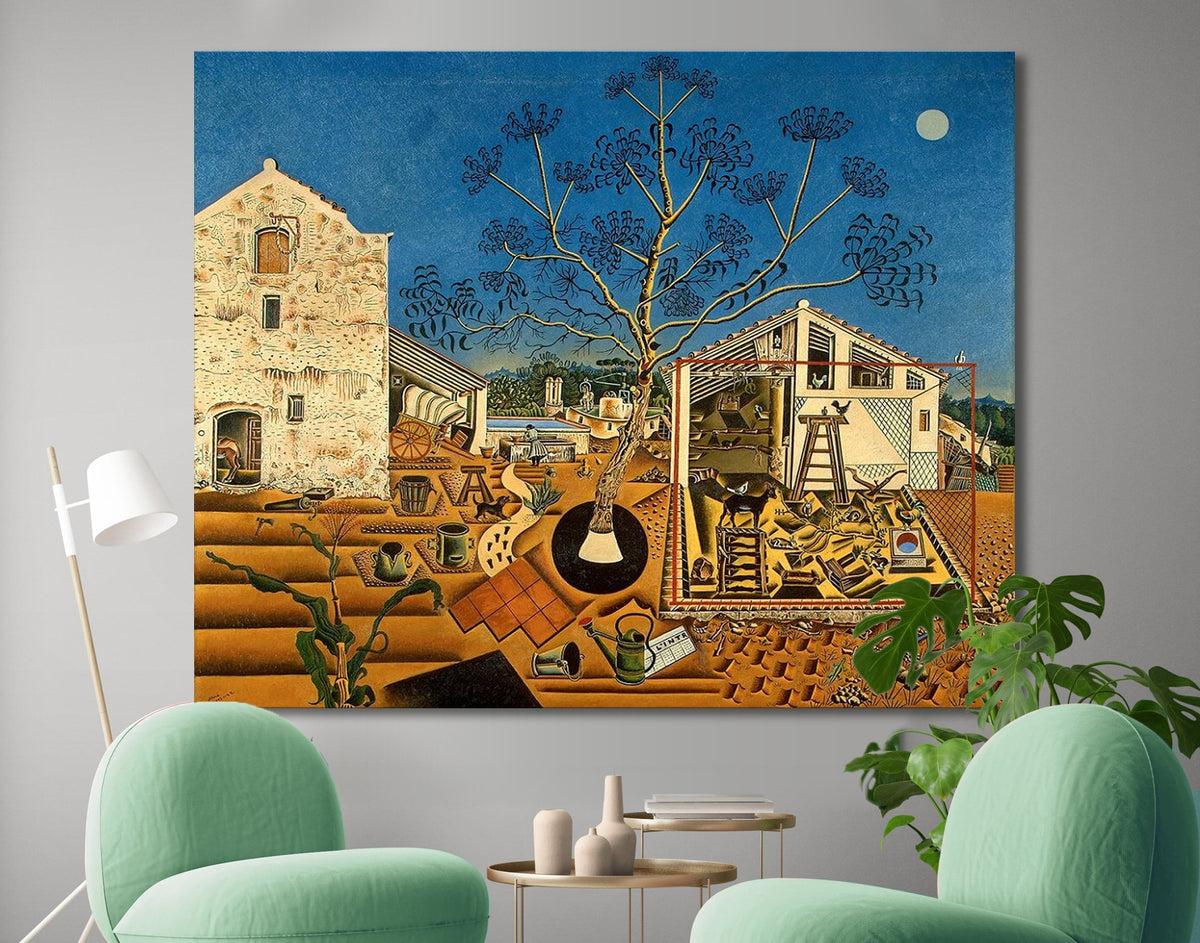 Joan Miro the Farm Print on Canvas Bright Colorful Living Room Wall Decor Ready to Hang Modern Trendy Art Gift