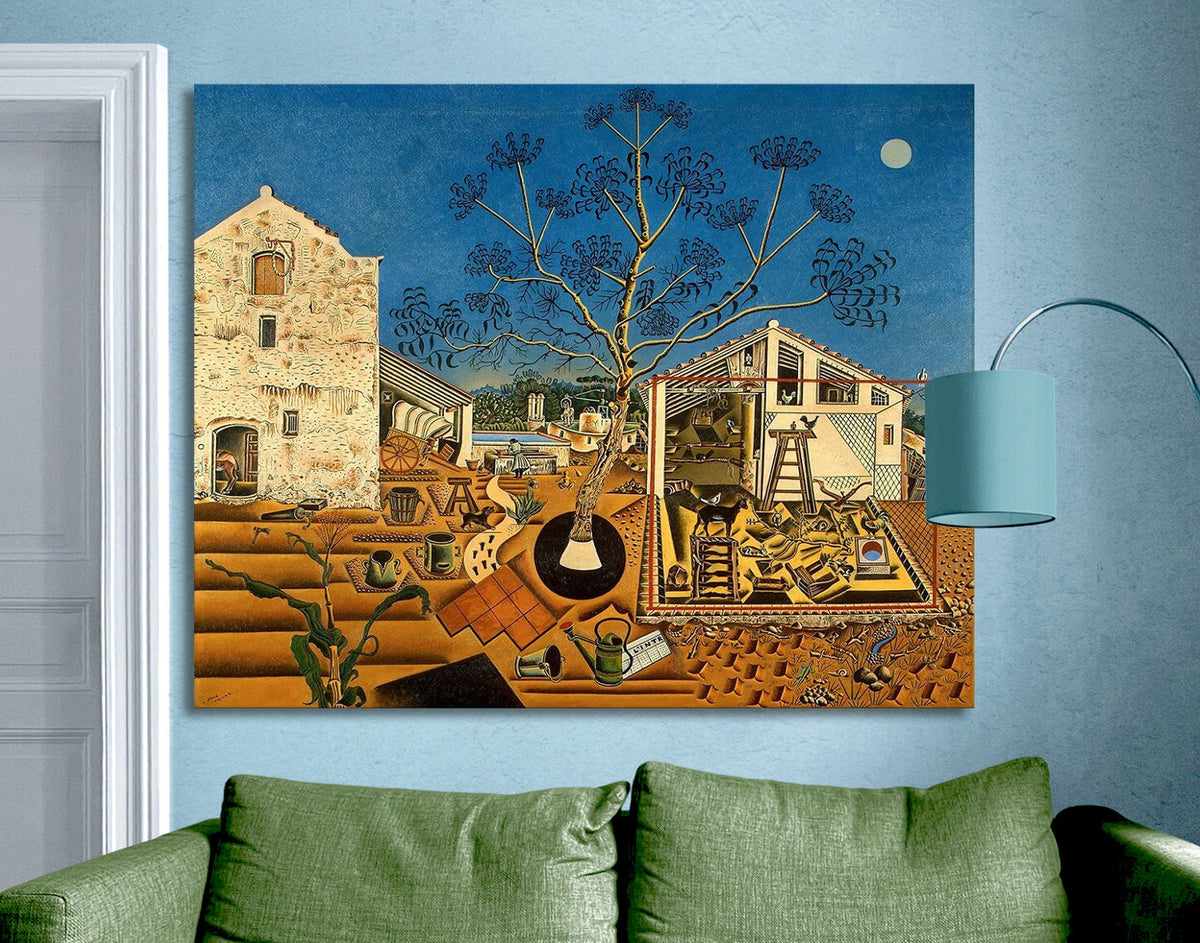 Joan Miro the Farm Print on Canvas Bright Colorful Living Room Wall Decor Ready to Hang Modern Trendy Art Gift
