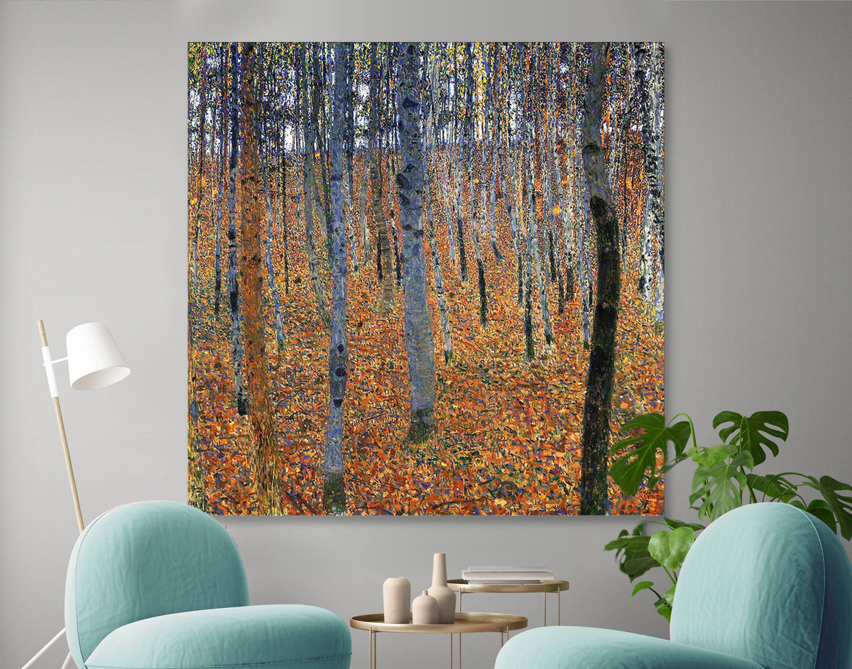 Gustav Klimt Beech Grove I Print Canvas Famous Bright Colorful Modern Living Room Decor Expensive Wall Art Ready to Hang Mothers Day Gift