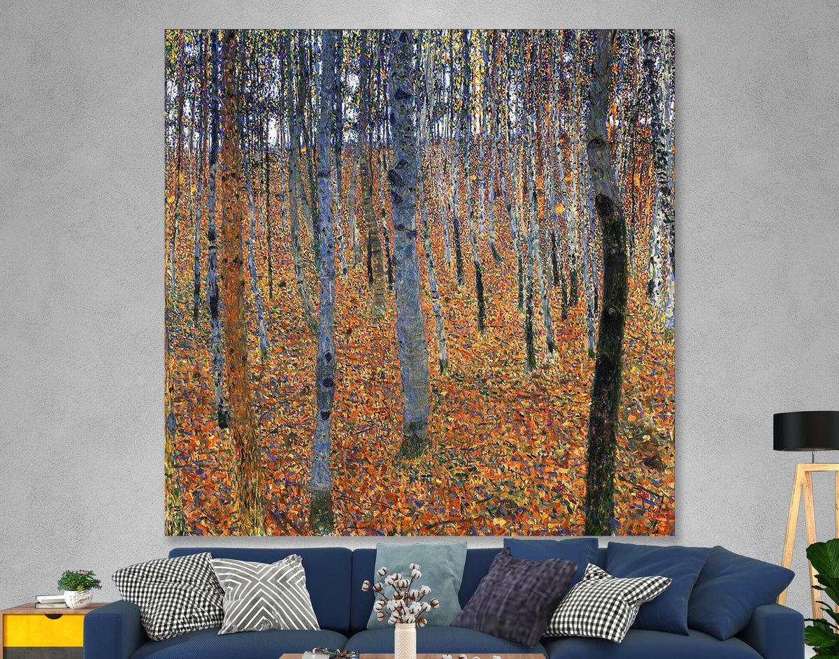 Gustav Klimt Beech Grove I Print Canvas Famous Bright Colorful Modern Living Room Decor Expensive Wall Art Ready to Hang Mothers Day Gift