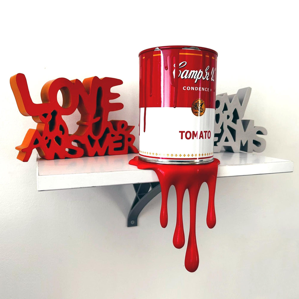 Brainwaing Tomato Soup Graffiti Paint can Sculpture with Plastic Splash for shelf Urban Wall Decor or Plant pot Christmas Gift for Him
