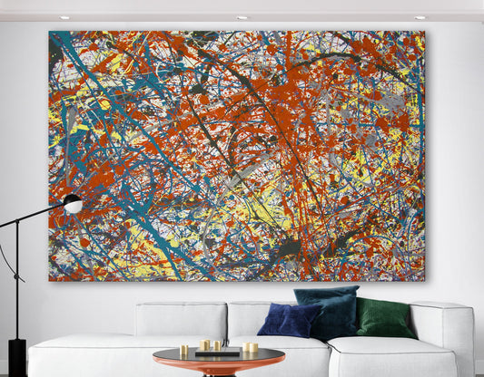 Jackson Pollock Untitled Print Canvas Bright Colorful Living Room Extra Large Wall Decor Ready to Hang Abstract Art Best Housewarming Gift
