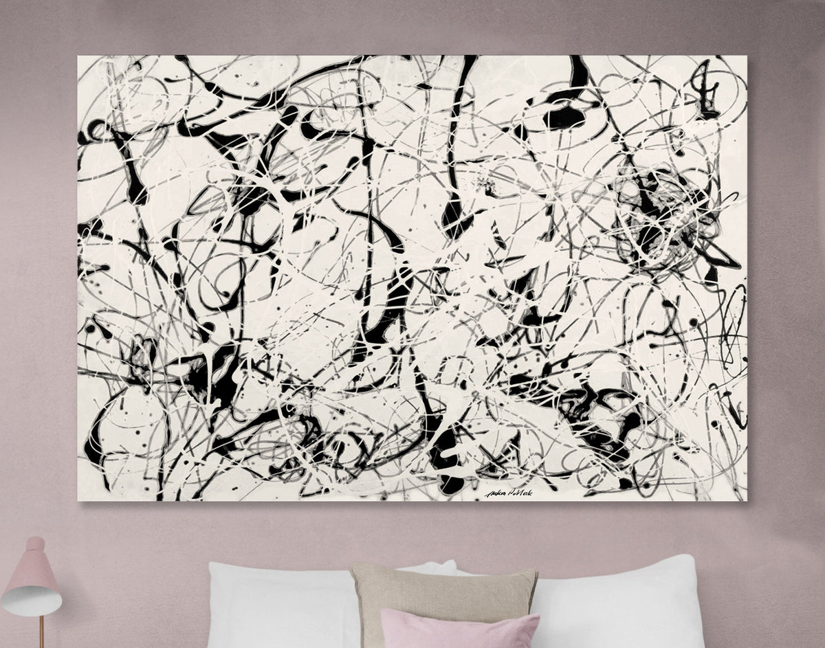 Jackson Pollock 23  Print Canvas Black and White Living Room Extra Large Wall Decor Ready to Hang Abstract Art Best Mothers Day Gift