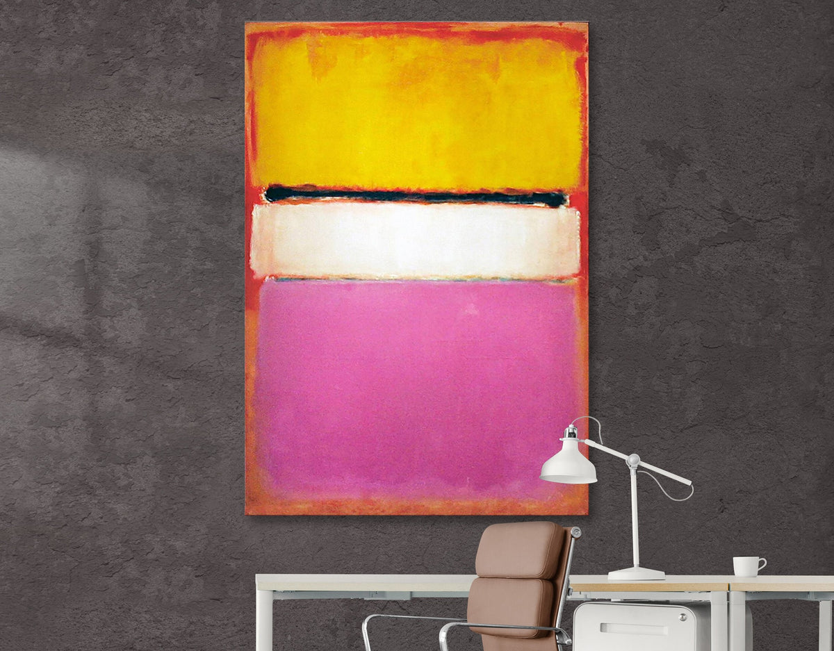 Mark Rothko White Center Yellow Pink Painting on Canvas Bright Colorful Abstract Living Room Wall Art Decor Ready to Hang Print Wedding Gift