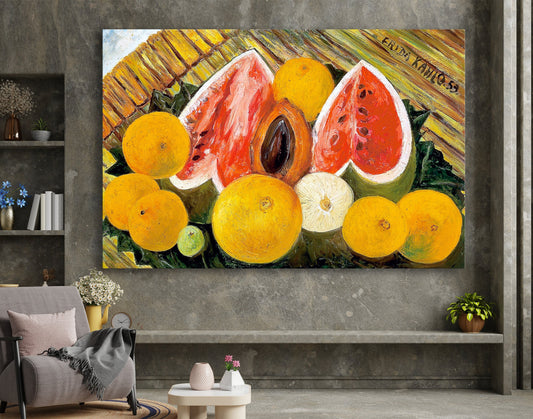 Frida Kahlo Still Life with Watermelons Print Canvas Bright Colorful Kitchen Wall Decor Ready to Hang Vintage Mexican Art Mothers day gift