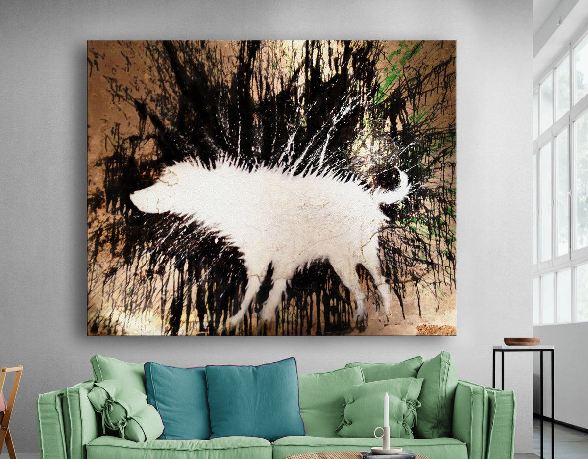 Banksy Wet Dog Print on Canvas Print Bright Colorful Urban Graffiti Street Art Living Room Wall Decor Ready to Hang Best Friend Gift