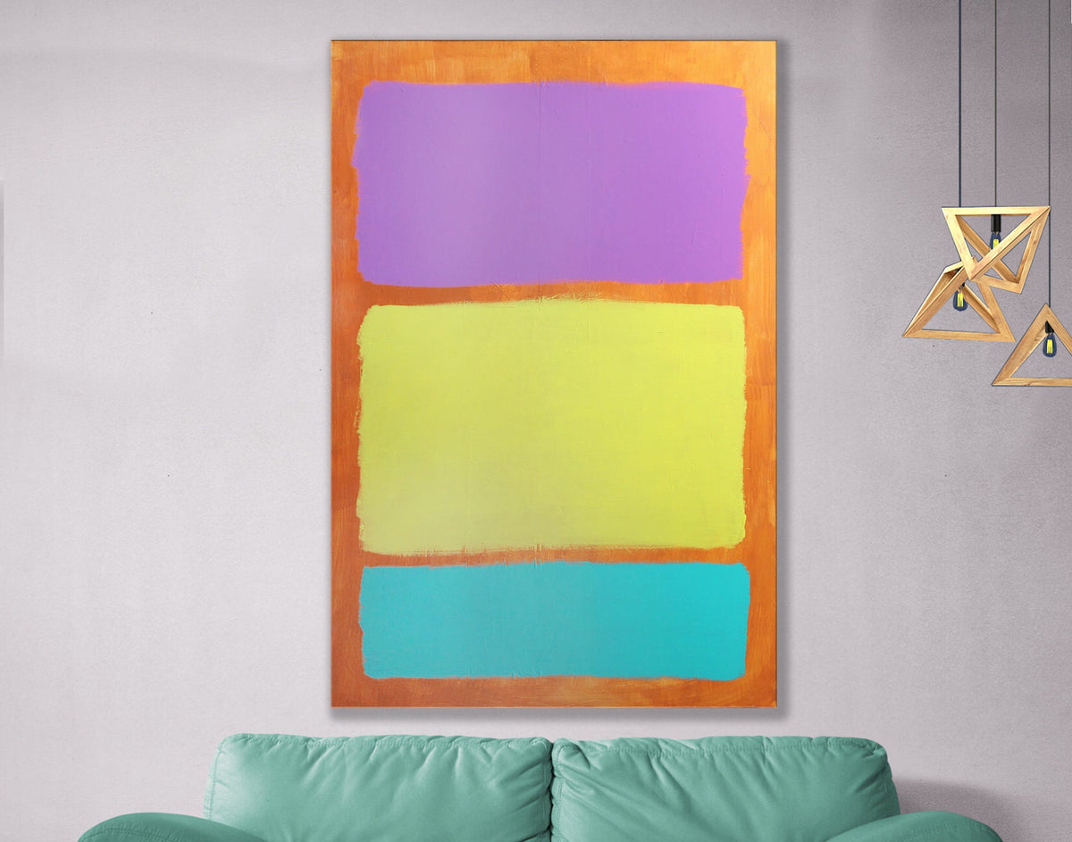Berry Yellow Mint Rothko Style Print on Canvas Bright Colorful Living Room Wall Decor Ready to Hang Print Wedding Gift Mother's Day Gift