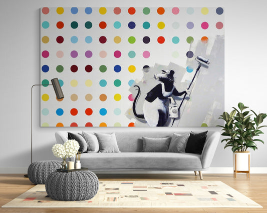 Banksy Rat Painter Canvas Print: Street Art Pop Decor