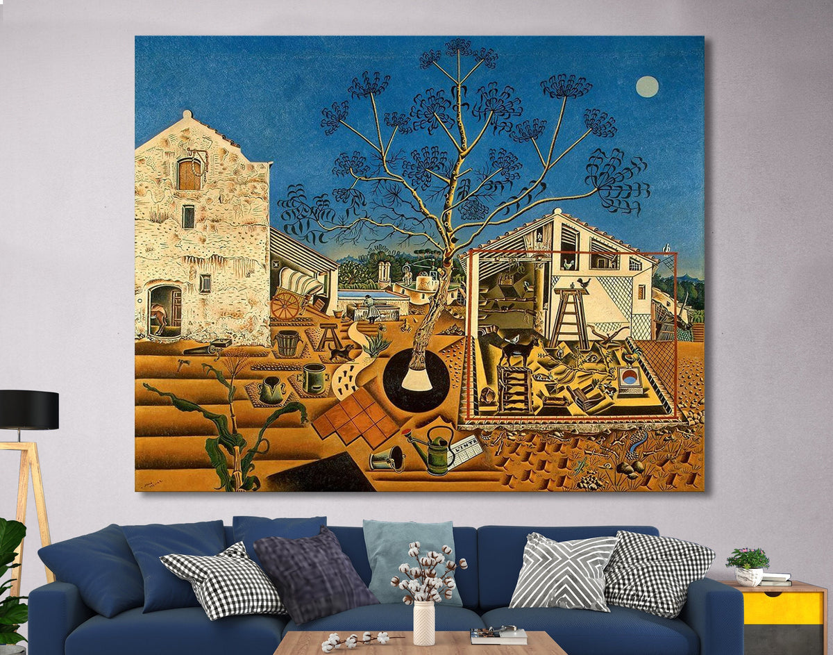 Joan Miro the Farm Print on Canvas Bright Colorful Living Room Wall Decor Ready to Hang Modern Trendy Art Gift