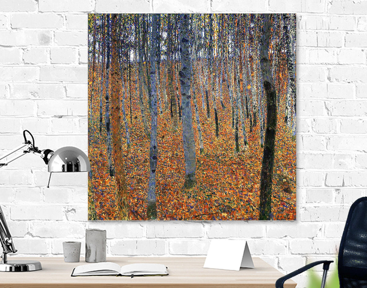 Gustav Klimt Beech Grove I Print Canvas Famous Bright Colorful Modern Living Room Decor Expensive Wall Art Ready to Hang Mothers Day Gift