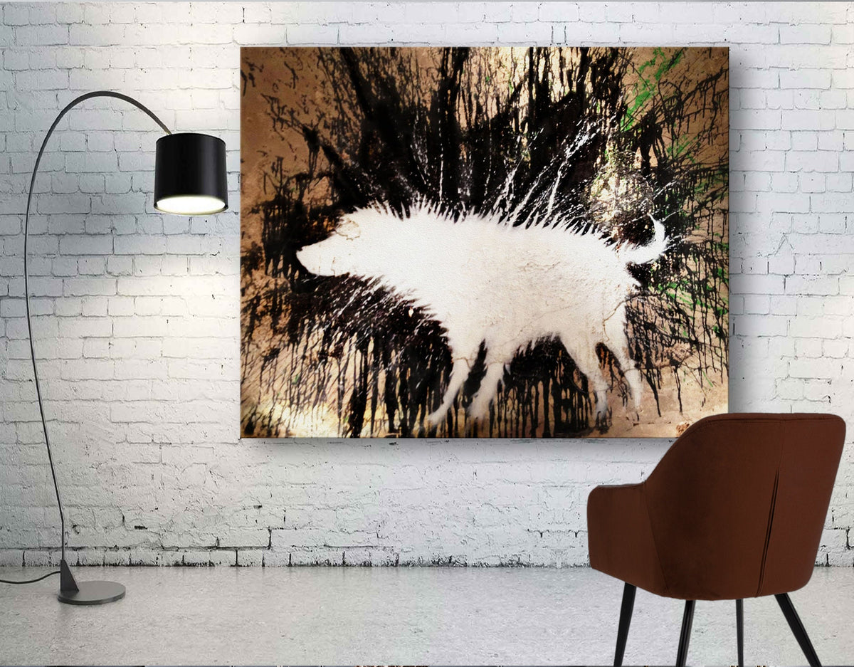 Banksy Wet Dog Print on Canvas Print Bright Colorful Urban Graffiti Street Art Living Room Wall Decor Ready to Hang Best Friend Gift