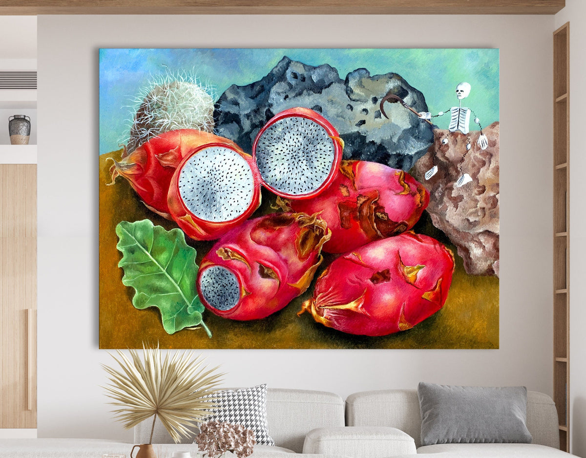 Frida Kahlo Pitahayas Print Canvas Bright Reproduction Colorful Still Life Mexican Art Kitchen Wall Decor Ready to Hang Mother's day gift