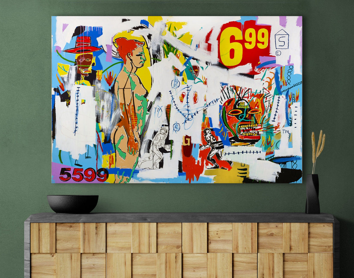 Reproduction 6.99 Bright Stretched Canvas Print Graffiti Living Room Wall Art Decor Expressionism Ready to Hang Print Teenage Christmas Gift