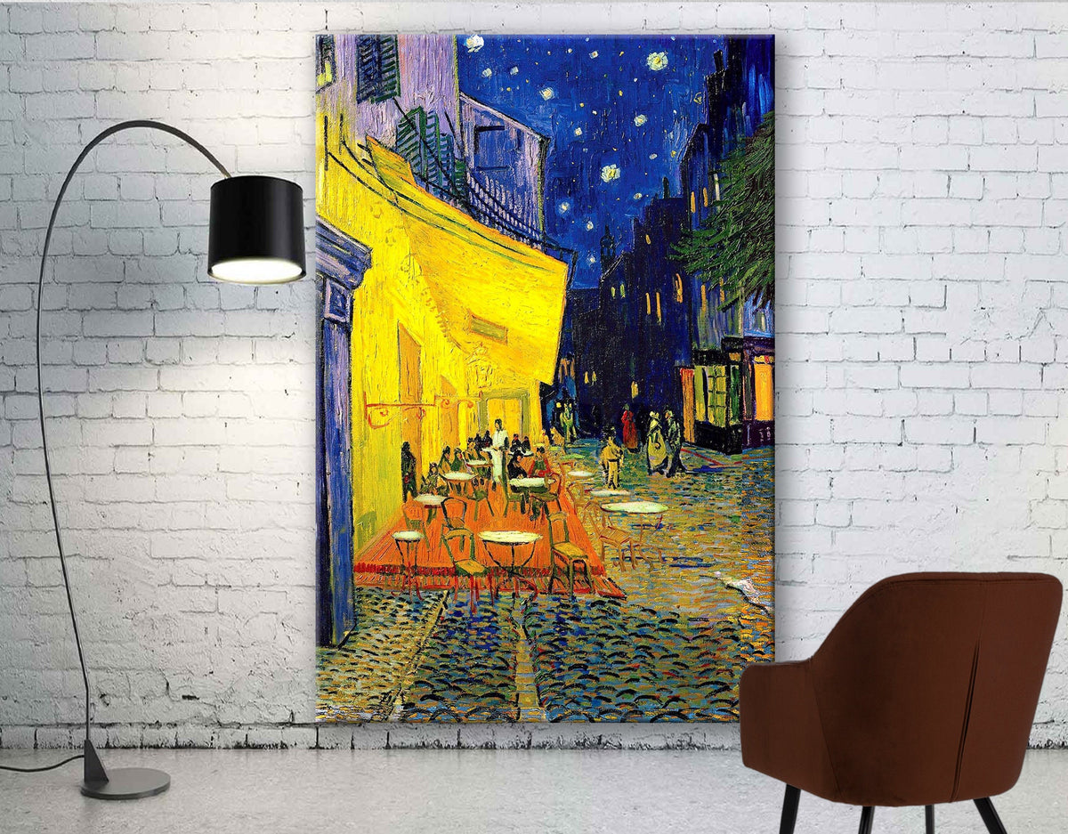 Vincent van Gogh Café Terrace at Night 1888 Print on Canvas Museum Quality Bright Colorful Living room Wall Decor Ready to Hang Wedding Gift