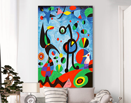 Joan Miro the Garden Print on Canvas Bright Reproduction Colorful Living Room Wall Decor Kid's Room Decor Gift for Her Ready to Hang Print