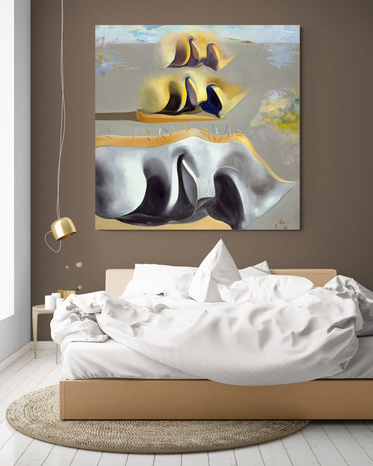 Salvador Dali Three Riddles Print on Canvas Bright Living Room Modern Abstract Surrealism Vintage Wall Art Painting Ready to Hang Love gift