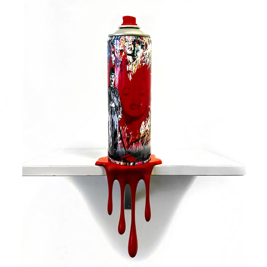 Juxtapose Graffiti Torn Spraycan Sculpture with Color Plastic Drop Urban Shelf or Wall Decor