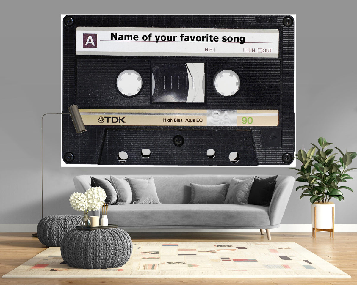 Personalized Audio Cassette Canvas Print, Modern Wall Art