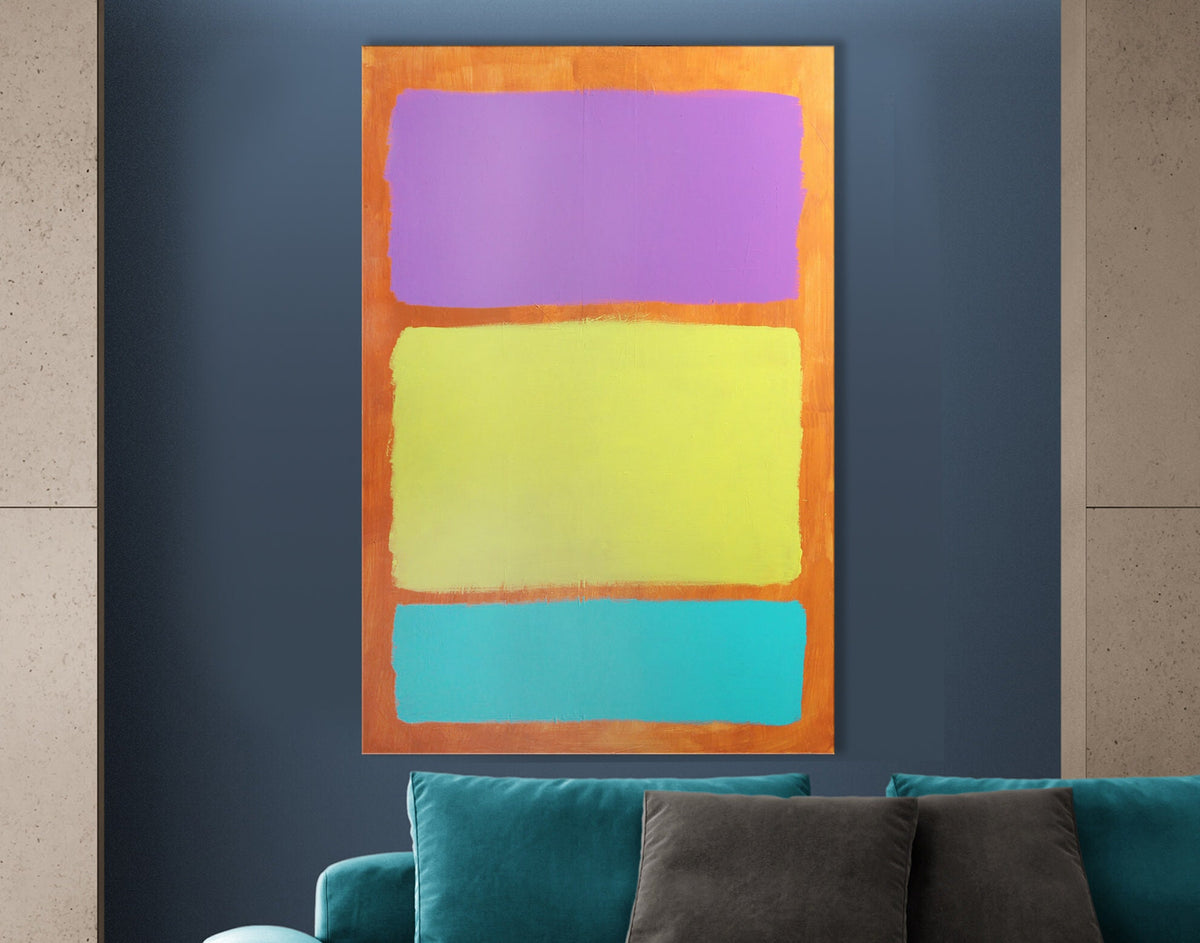 Berry Yellow Mint Rothko Style Print on Canvas Bright Colorful Living Room Wall Decor Ready to Hang Print Wedding Gift Mother's Day Gift