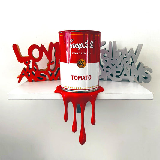 Brainwaing Tomato Soup Graffiti Paint can Sculpture with Plastic Splash for shelf Urban Wall Decor or Plant pot Christmas Gift for Him