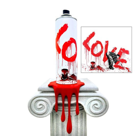Love painter Torn Spraycan Sculpture with Plastic Drop Urban Shelf or Wall Decor