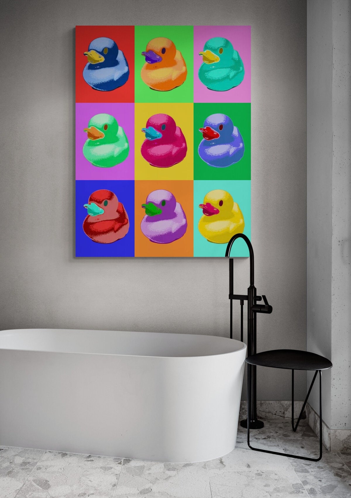 Rubber Duck Pop Art Canvas Print - Warhol Style Graffiti Painting