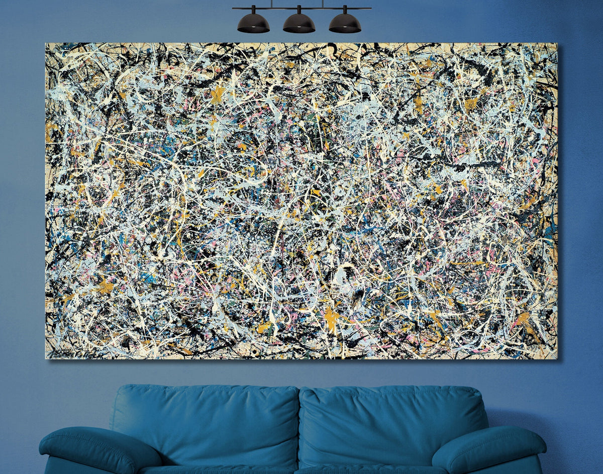 Jackson Pollock Number 1 Print Canvas Bright Colorful Living Room Extra Large Abstract Wall Art Decor Ready to Hang Best Housewarming Gift