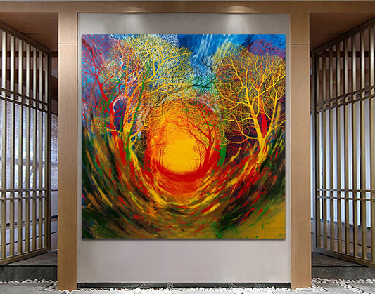 Colorful Forest Graffiti Canvas Print, Modern Wall Decor
