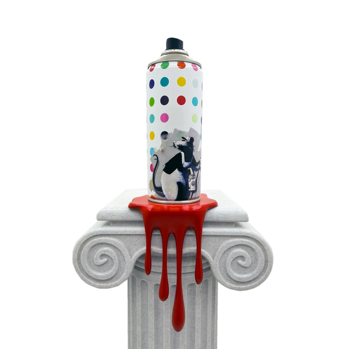 Mouse artist Modern Graffiti Torn Spraycan Sculpture with Color Plastic Drop Urban Shelf or Wall Pop Art Decor