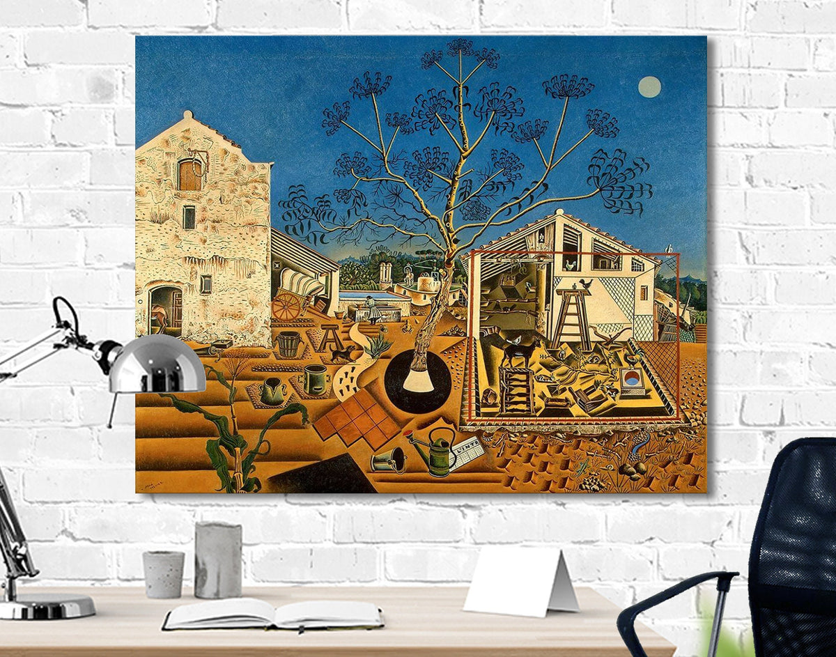 Joan Miro the Farm Print on Canvas Bright Colorful Living Room Wall Decor Ready to Hang Modern Trendy Art Gift