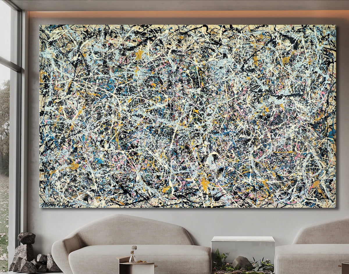 Jackson Pollock Number 1 Print Canvas Bright Colorful Living Room Extra Large Abstract Wall Art Decor Ready to Hang Best Housewarming Gift