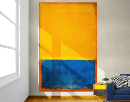 Mark Rothko Yellow and Blue on Orange (1955) Painting on Canvas Bright Colorful Living room Wall Decor Ready to Hang Print Wedding Gift