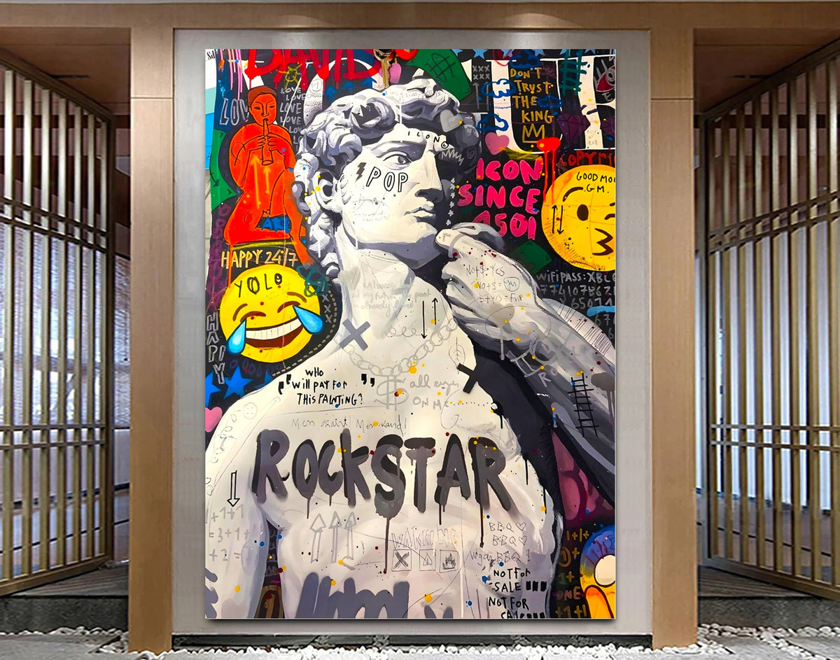 Banksy Graffiti David Canvas Print: Pop Art, Urban Wall Decor