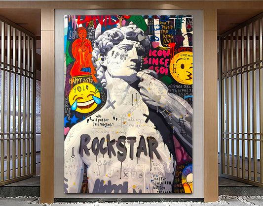 Banksy Graffiti David Canvas Print: Pop Art, Urban Wall Decor