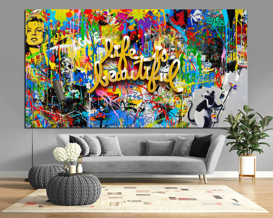 Large Graffiti Canvas Print: Urban Street Art Mural