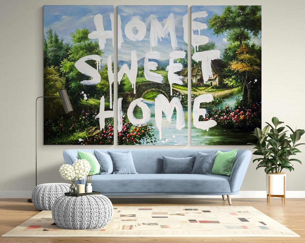 Banksy Home Sweet Home Canvas Print, Urban Graffiti Art