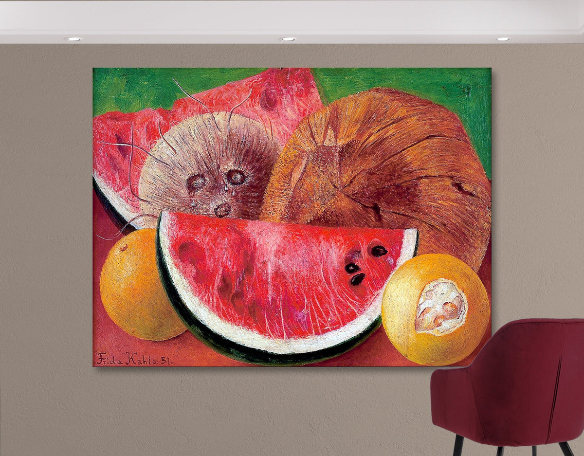 Frida Kahlo Coconuts Print Canvas Bright Reproduction Colorful Still Life Mexican Art Kitchen Wall Decor Ready to Hang Mother's day gift