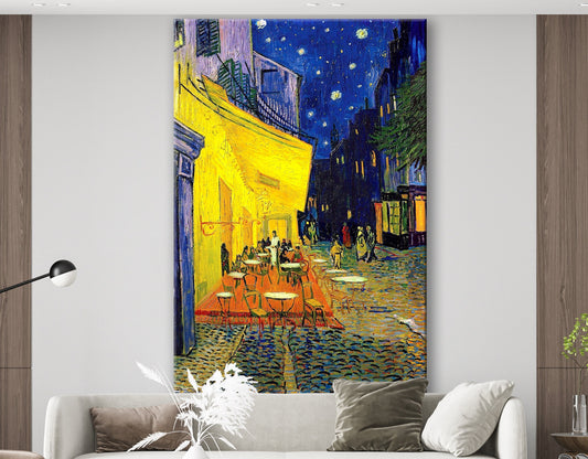 Vincent van Gogh Café Terrace at Night 1888 Print on Canvas Museum Quality Bright Colorful Living room Wall Decor Ready to Hang Wedding Gift