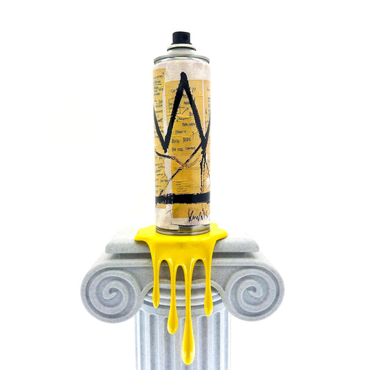 Basquiat Crown Graffiti Spray Paint Can Decor Sculpture with Color Paint Drip