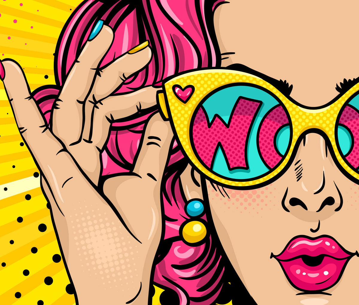 WOW Woman Pop Art Canvas Print, Modern Urban Wall Decor