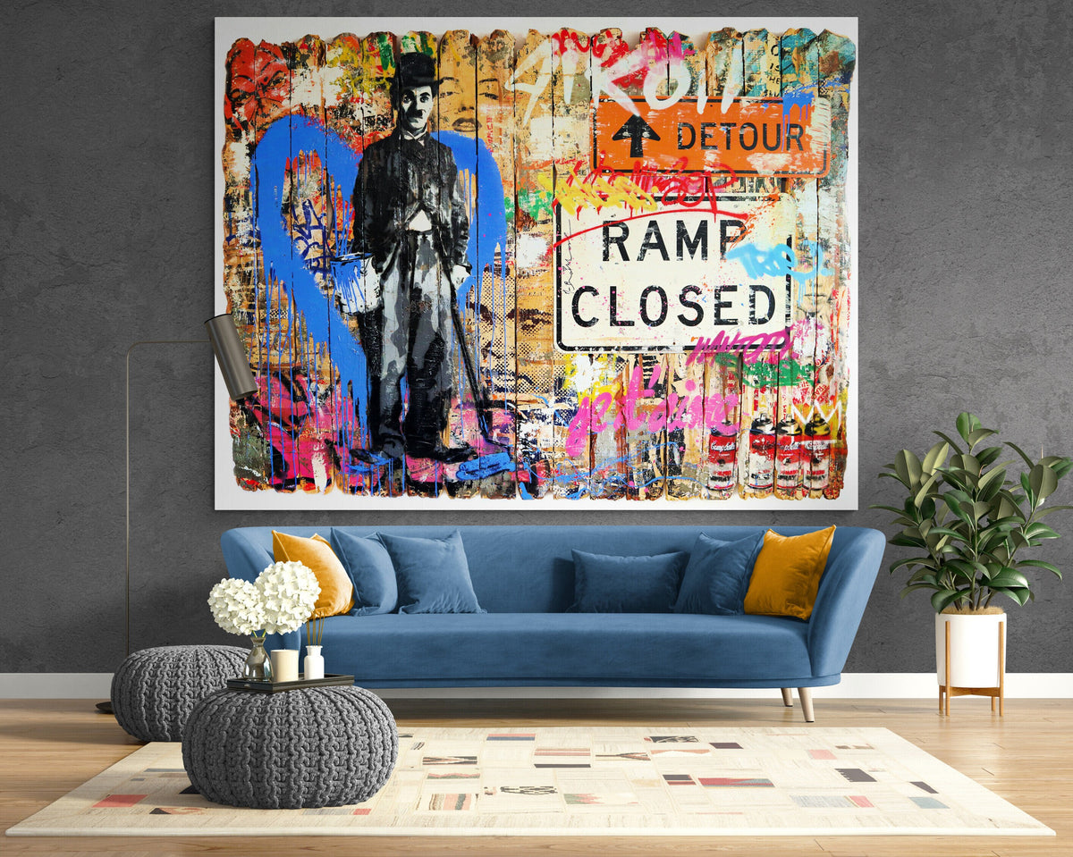 Detour Modern Urban Graffiti Print Canvas Living Room Game Room Wall Decor Ready to Hang Modern American Contemporary Art Teenage Boy Gift